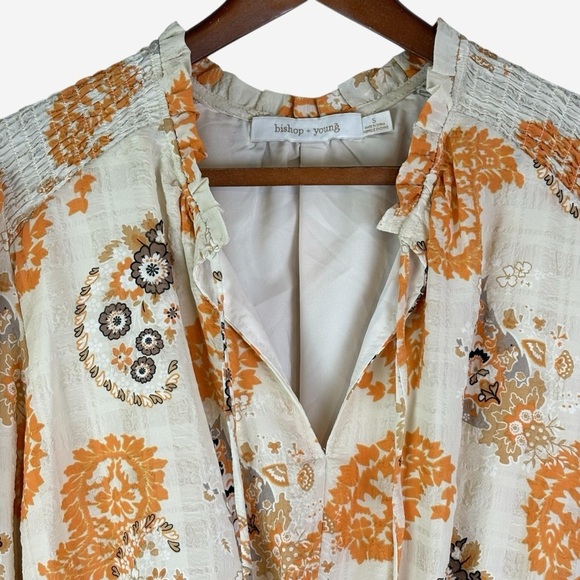 Anthropologie Bishop + Young Marmot Mini Dress Size S Paisley Smocked Waist - Picture 4 of 13